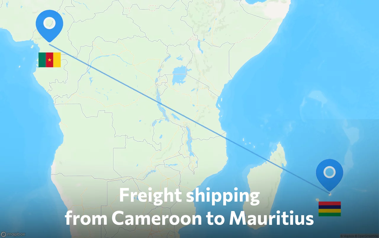 Shipping route from Cameroon to Mauritius