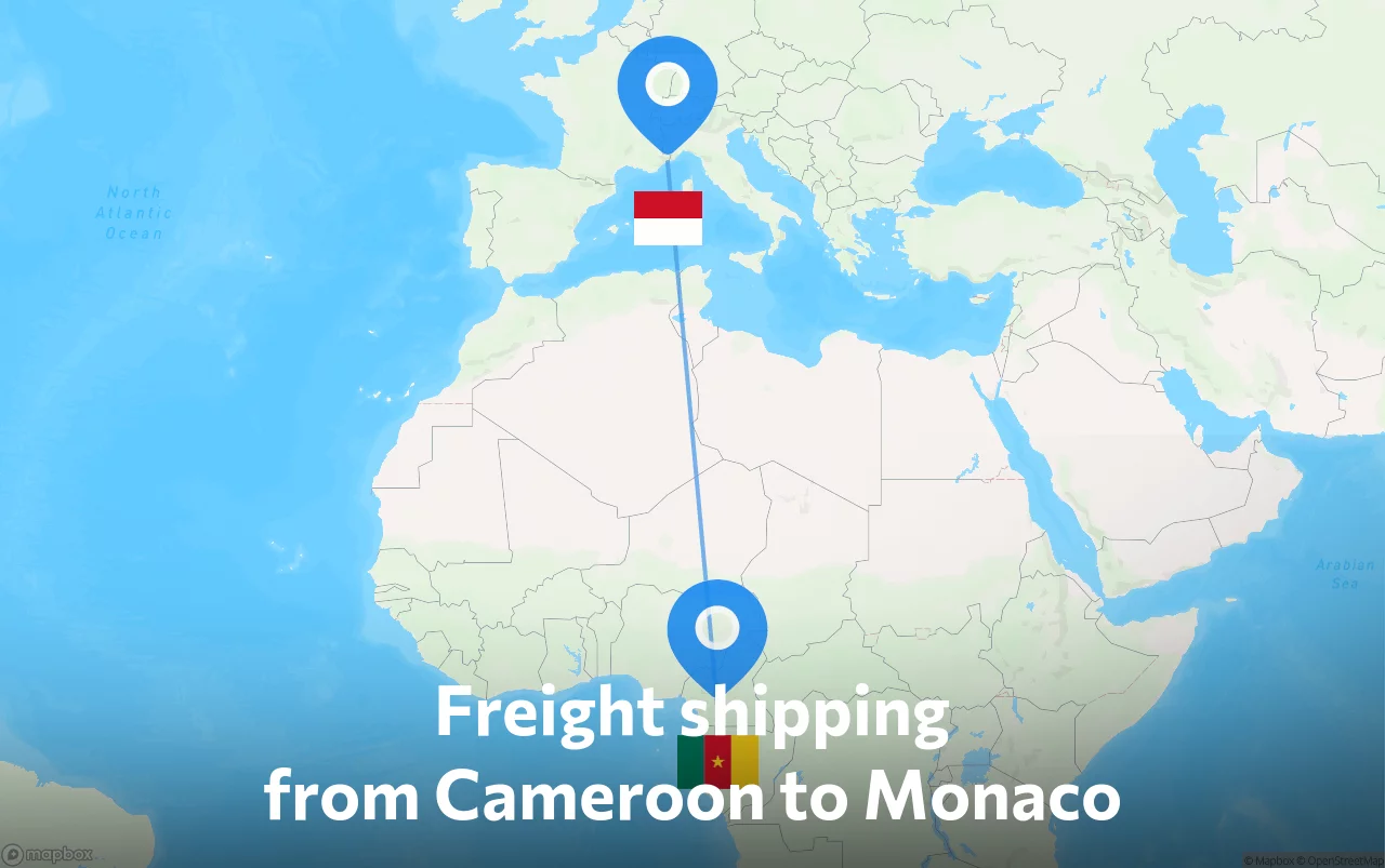 Shipping route from Cameroon to Monaco