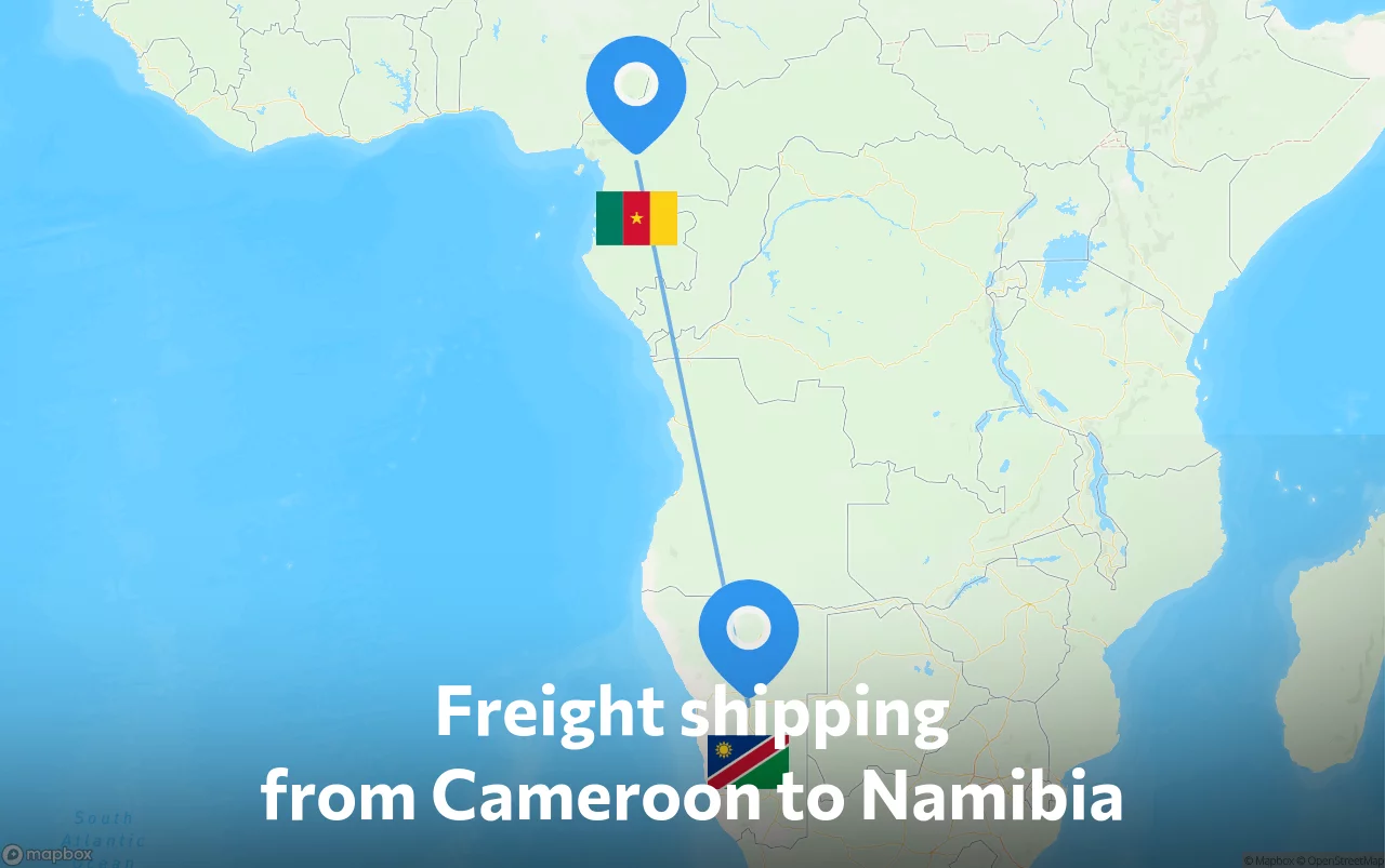 Shipping route from Cameroon to Namibia