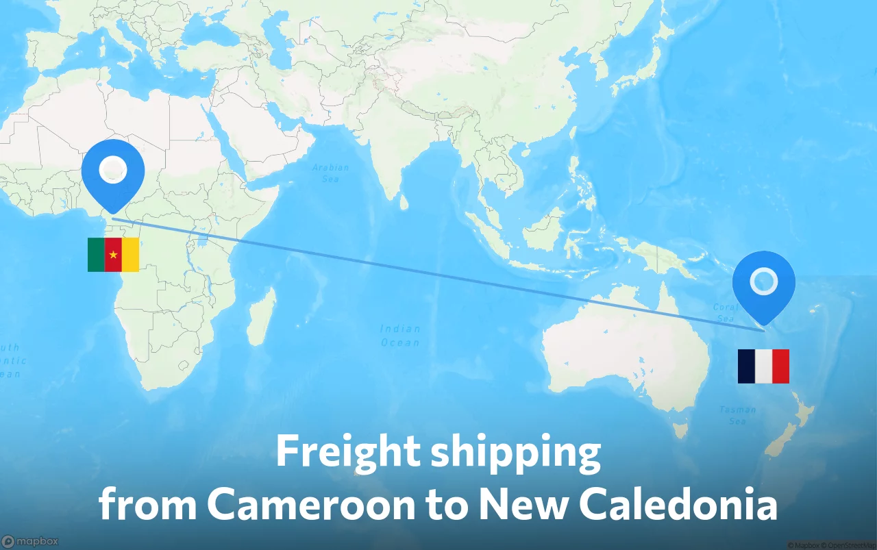 Shipping route from Cameroon to New Caledonia