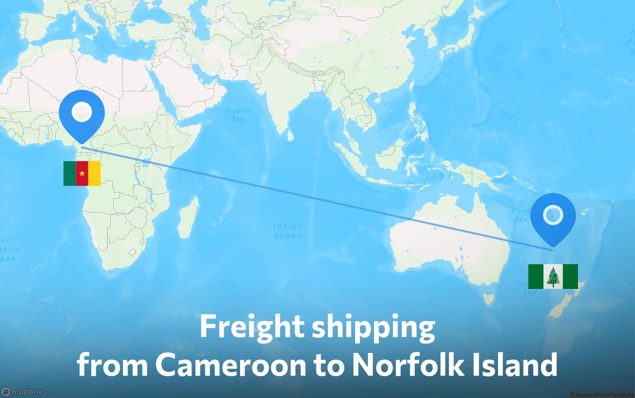 Shipping route from Cameroon to Norfolk Island