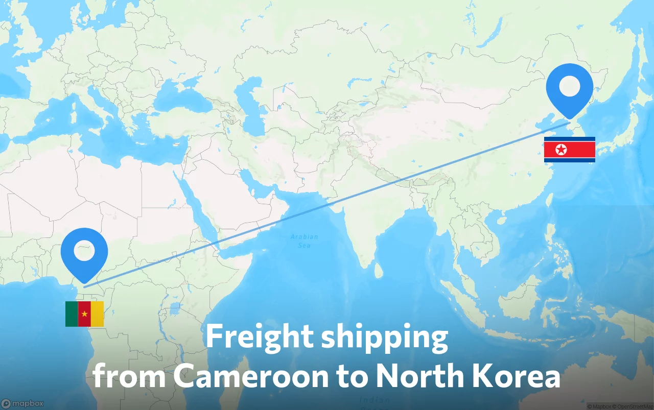 Shipping route from Cameroon to North Korea