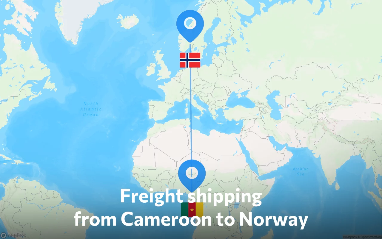 Shipping route from Cameroon to Norway