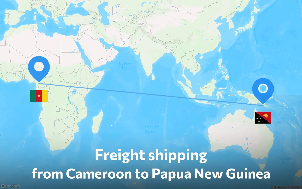 Shipping route from Cameroon to Papua New Guinea