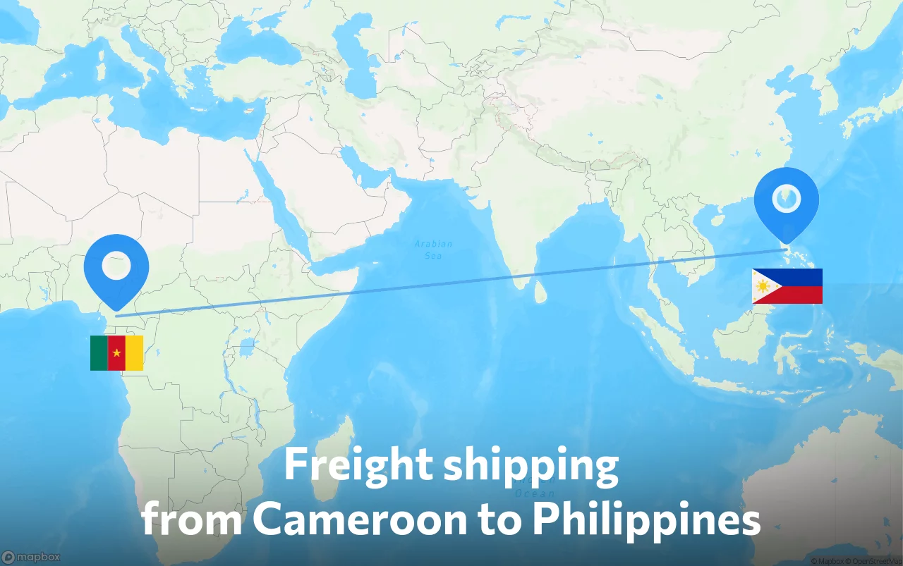 Shipping route from Cameroon to Philippines