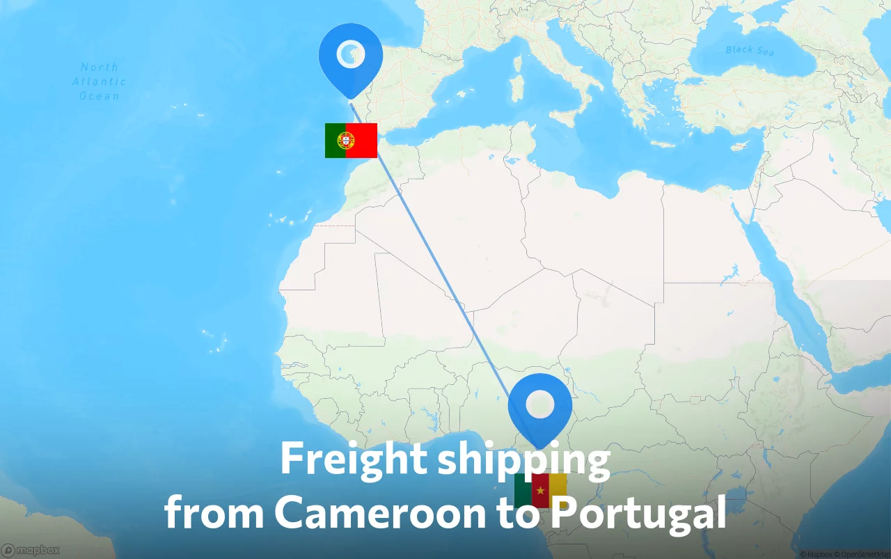 Shipping route from Cameroon to Portugal