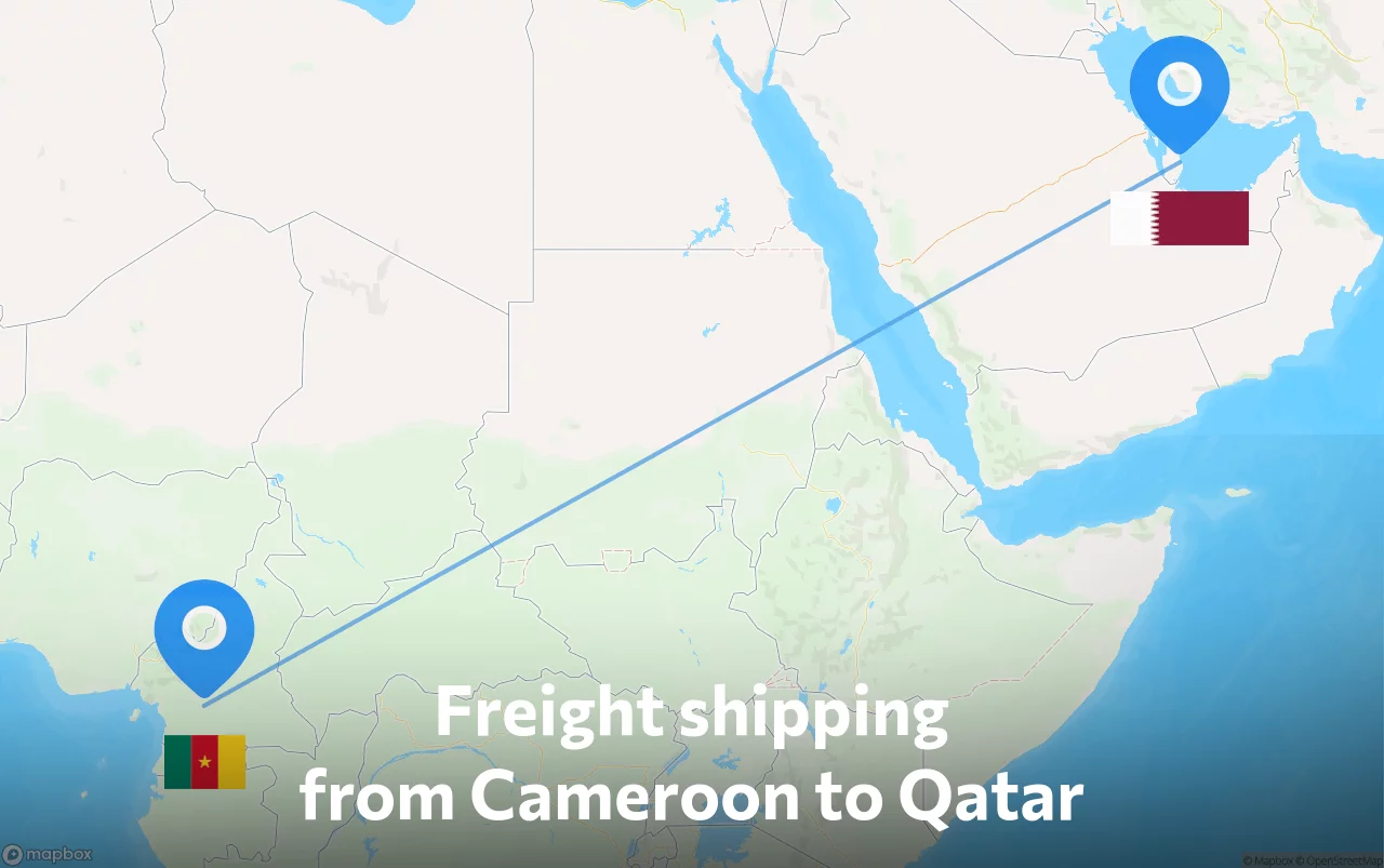 Shipping route from Cameroon to Qatar