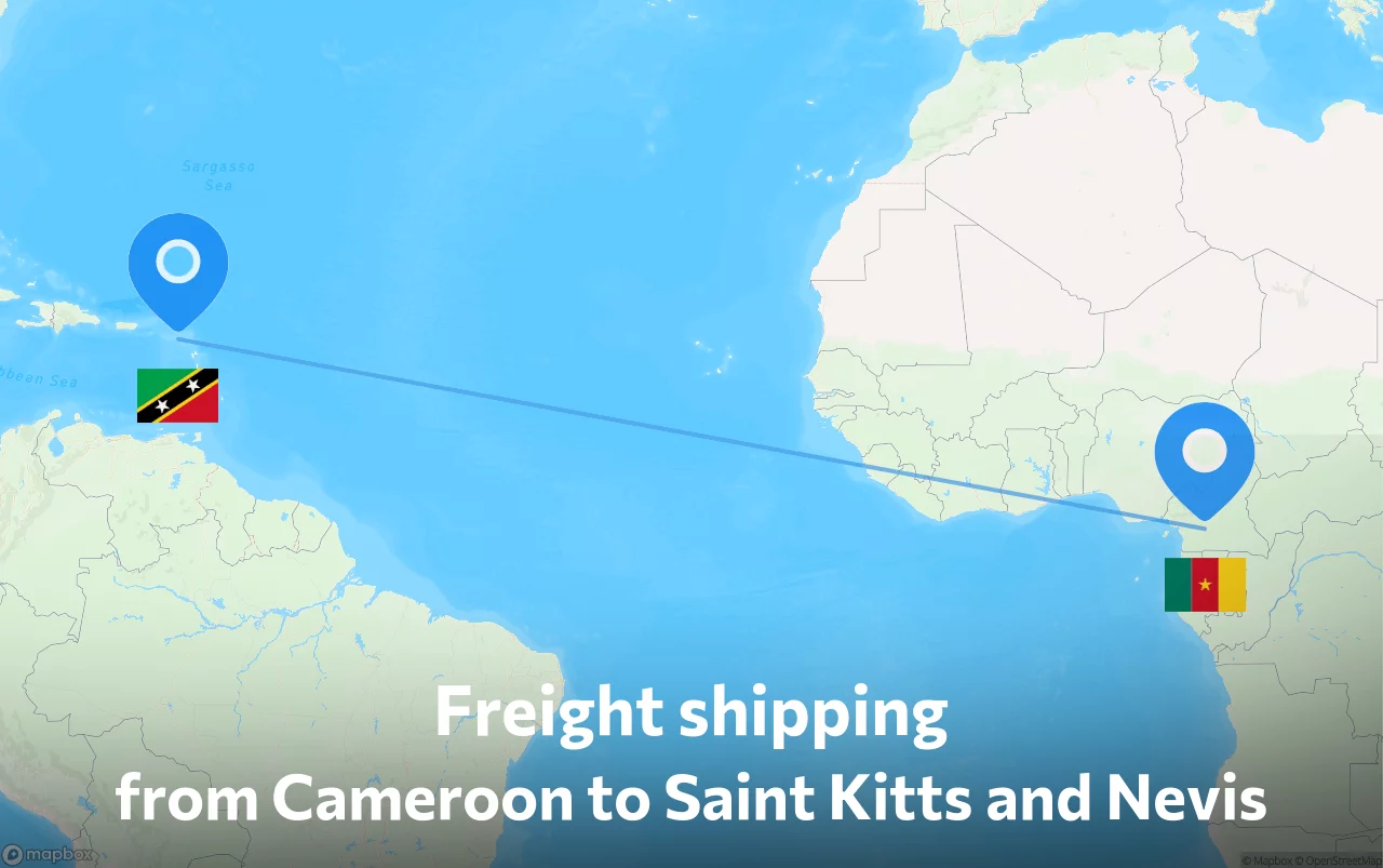 Shipping route from Cameroon to Saint Kitts and Nevis