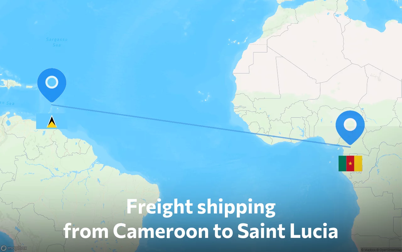 Shipping route from Cameroon to Saint Lucia