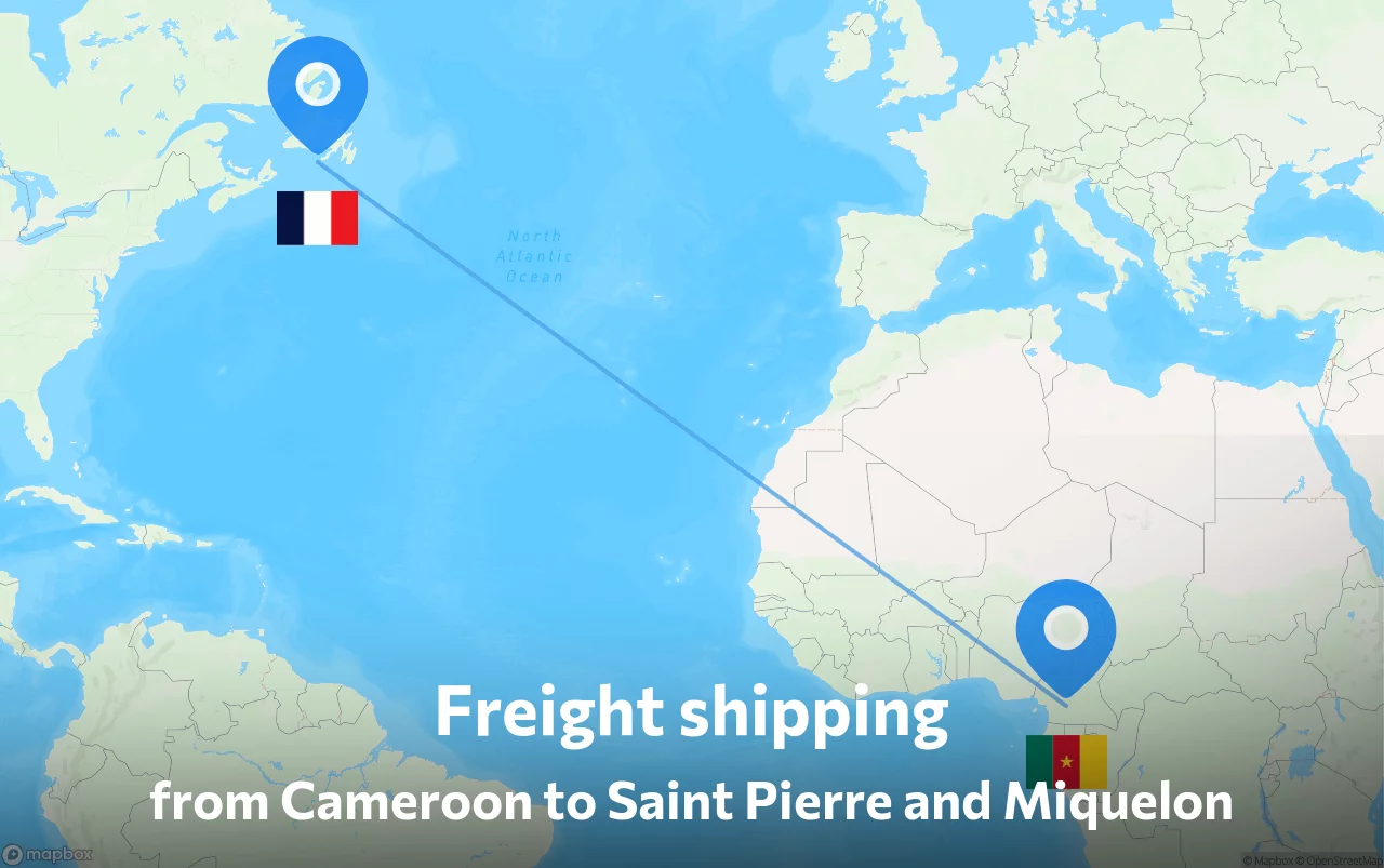 Shipping route from Cameroon to Saint Pierre and Miquelon