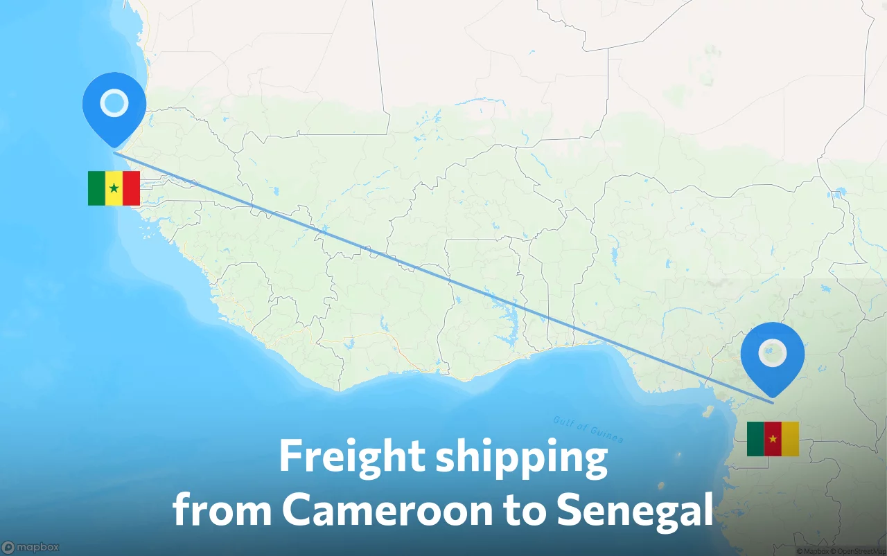 Shipping route from Cameroon to Senegal