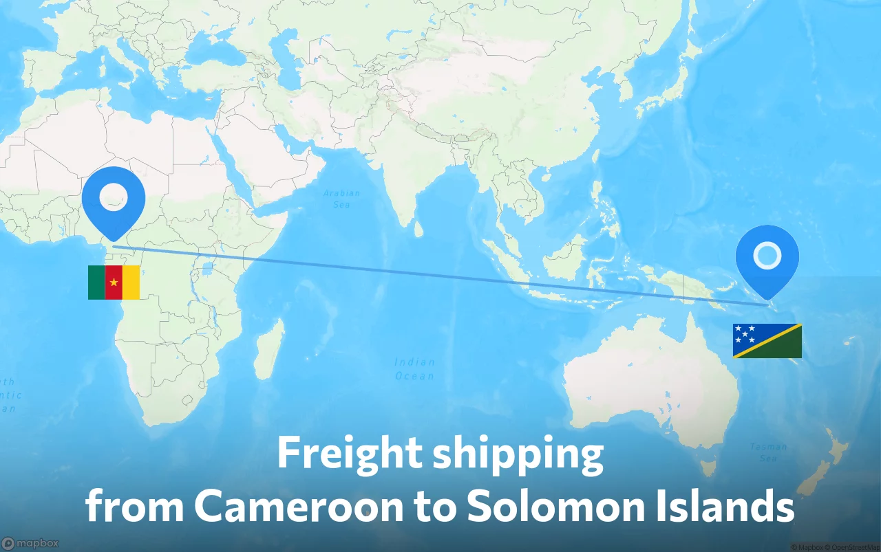 Shipping route from Cameroon to Solomon Islands