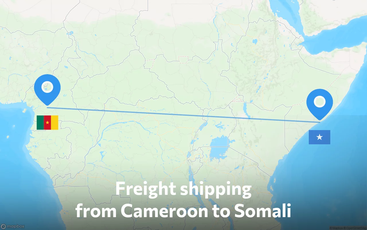 Shipping route from Cameroon to Somali