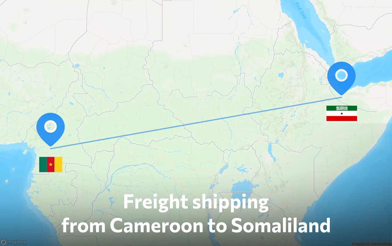 Shipping route from Cameroon to Somaliland