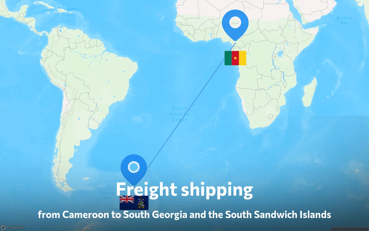 Shipping route from Cameroon to South Georgia and the South Sandwich Islands