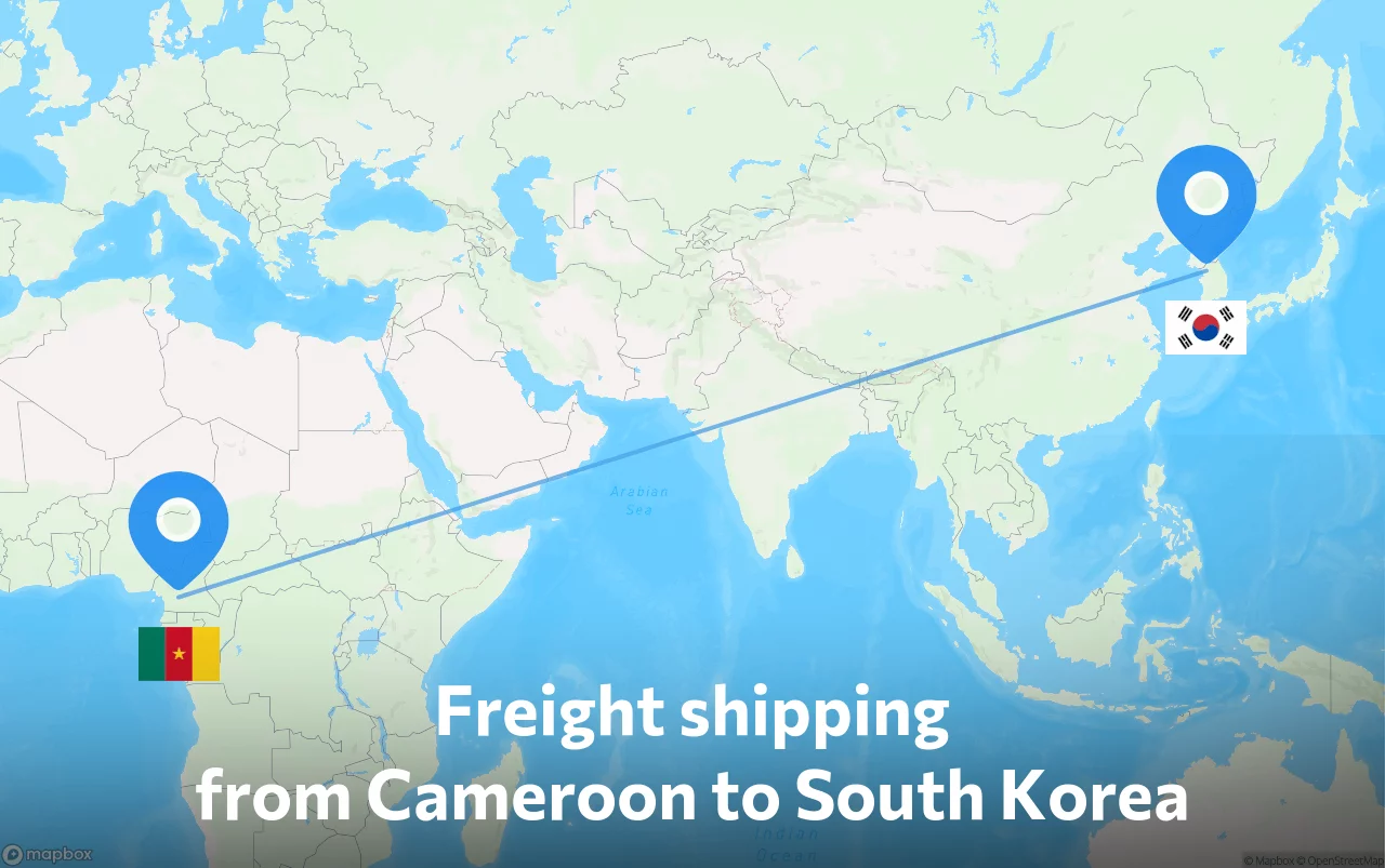 Shipping route from Cameroon to South Korea