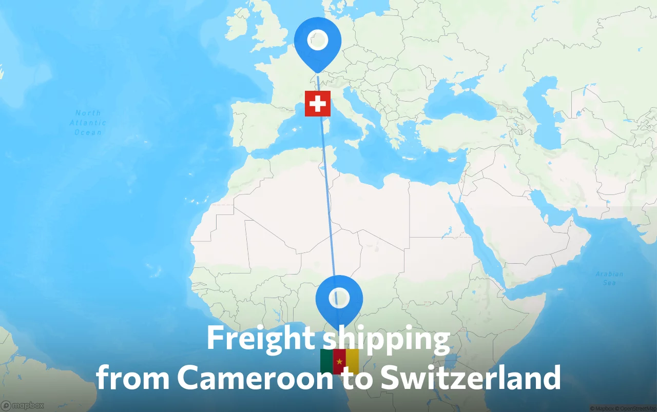 Shipping route from Cameroon to Switzerland