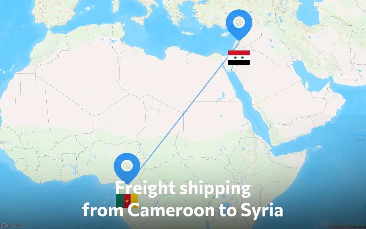 Shipping route from Cameroon to Syria
