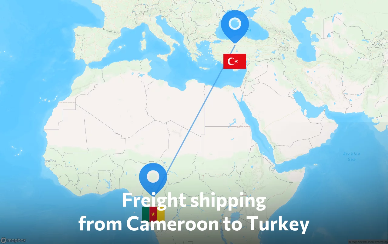 Shipping route from Cameroon to Turkey
