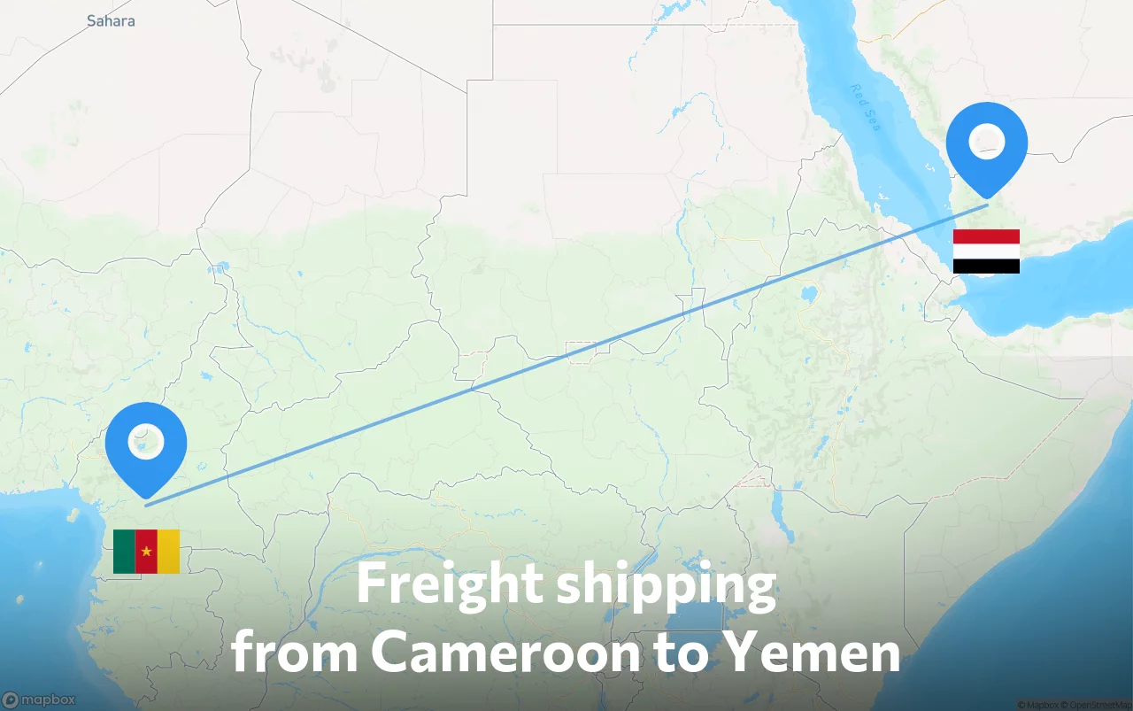 Shipping route from Cameroon to Yemen