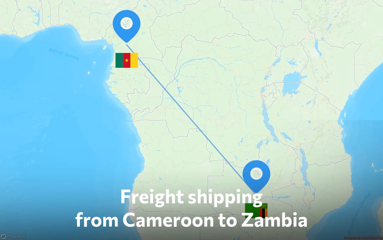 Shipping route from Cameroon to Zambia