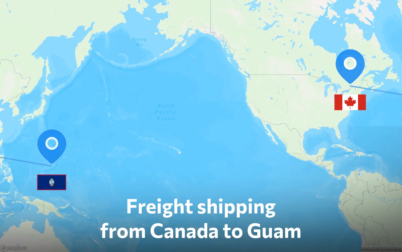 Shipping route from Canada to Guam