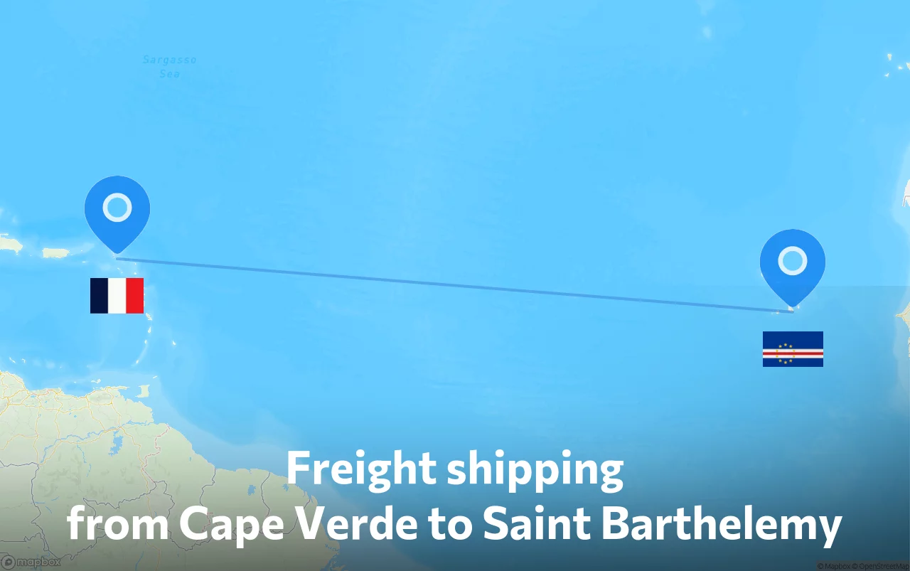 Shipping route from Cape Verde to Saint Barthelemy