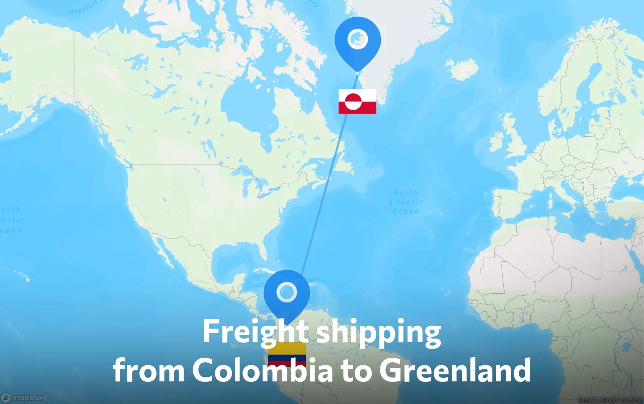 Shipping route from Colombia to Greenland