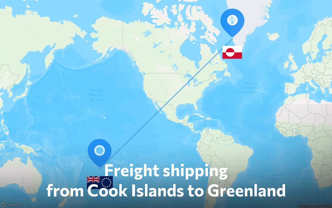Shipping route from Cook Islands to Greenland