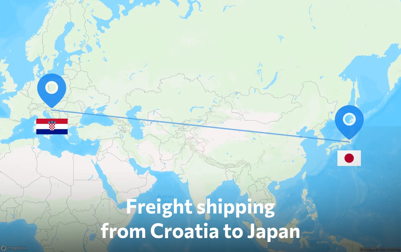 Shipping route from Croatia to Japan