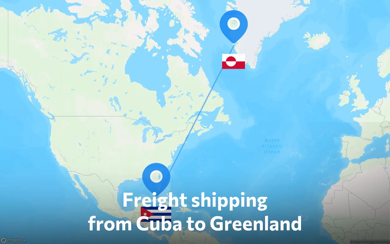 Shipping route from Cuba to Greenland