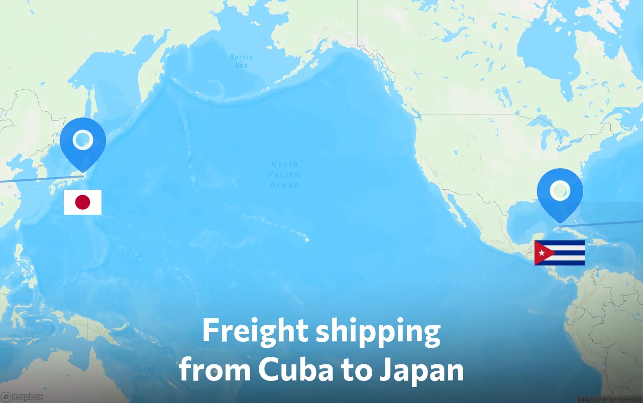 Shipping route from Cuba to Japan