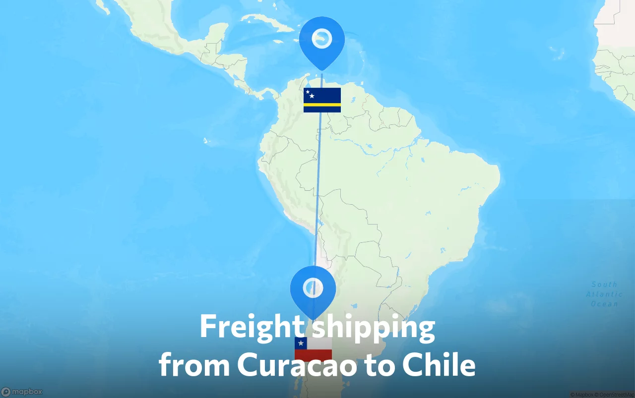Shipping route from Curacao to Chile