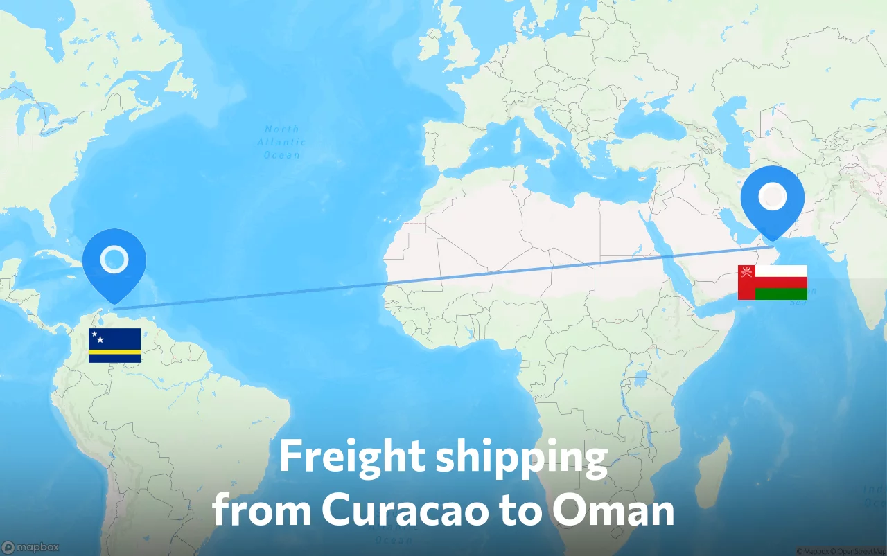 Shipping route from Curacao to Oman
