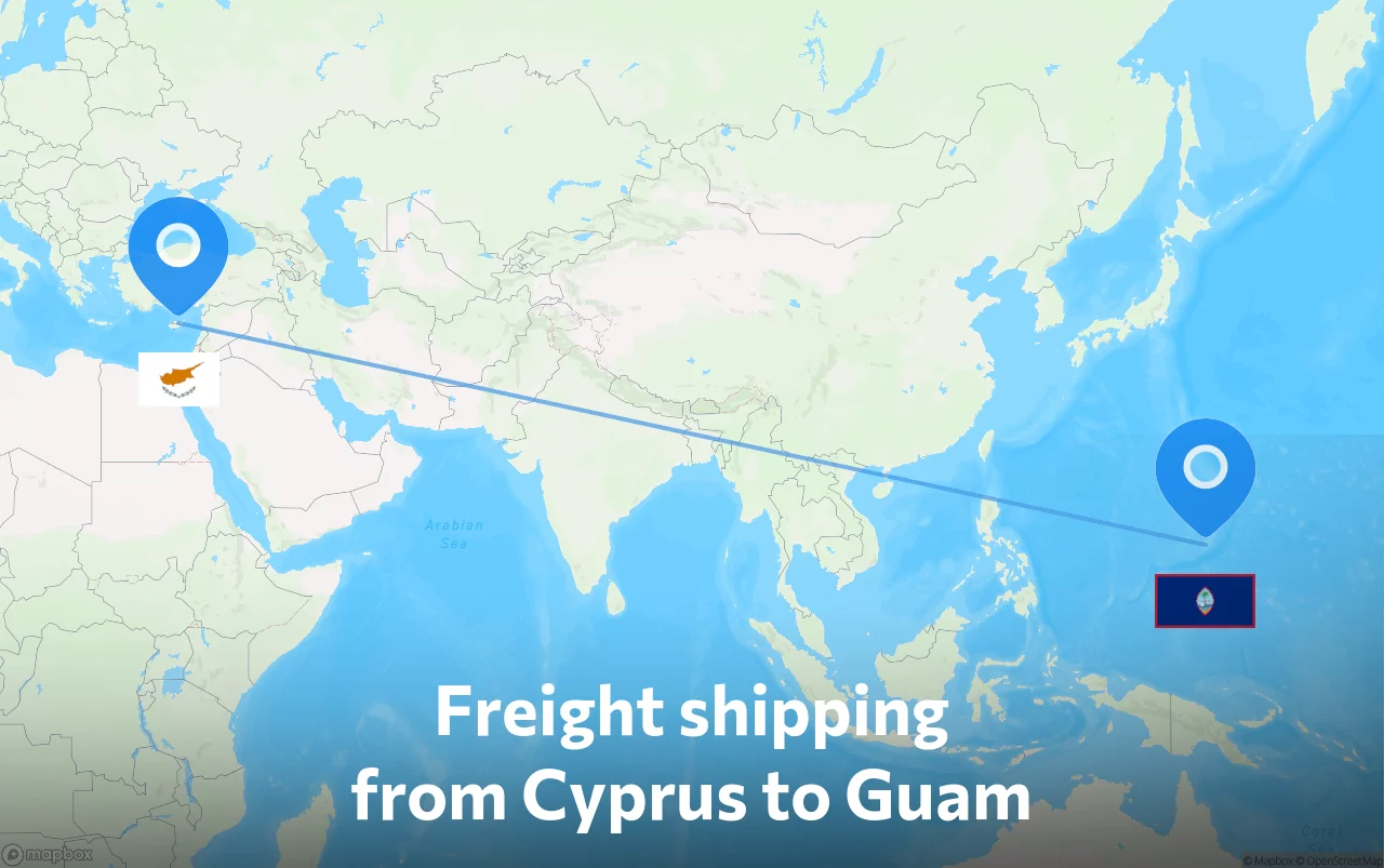 Shipping route from Cyprus to Guam