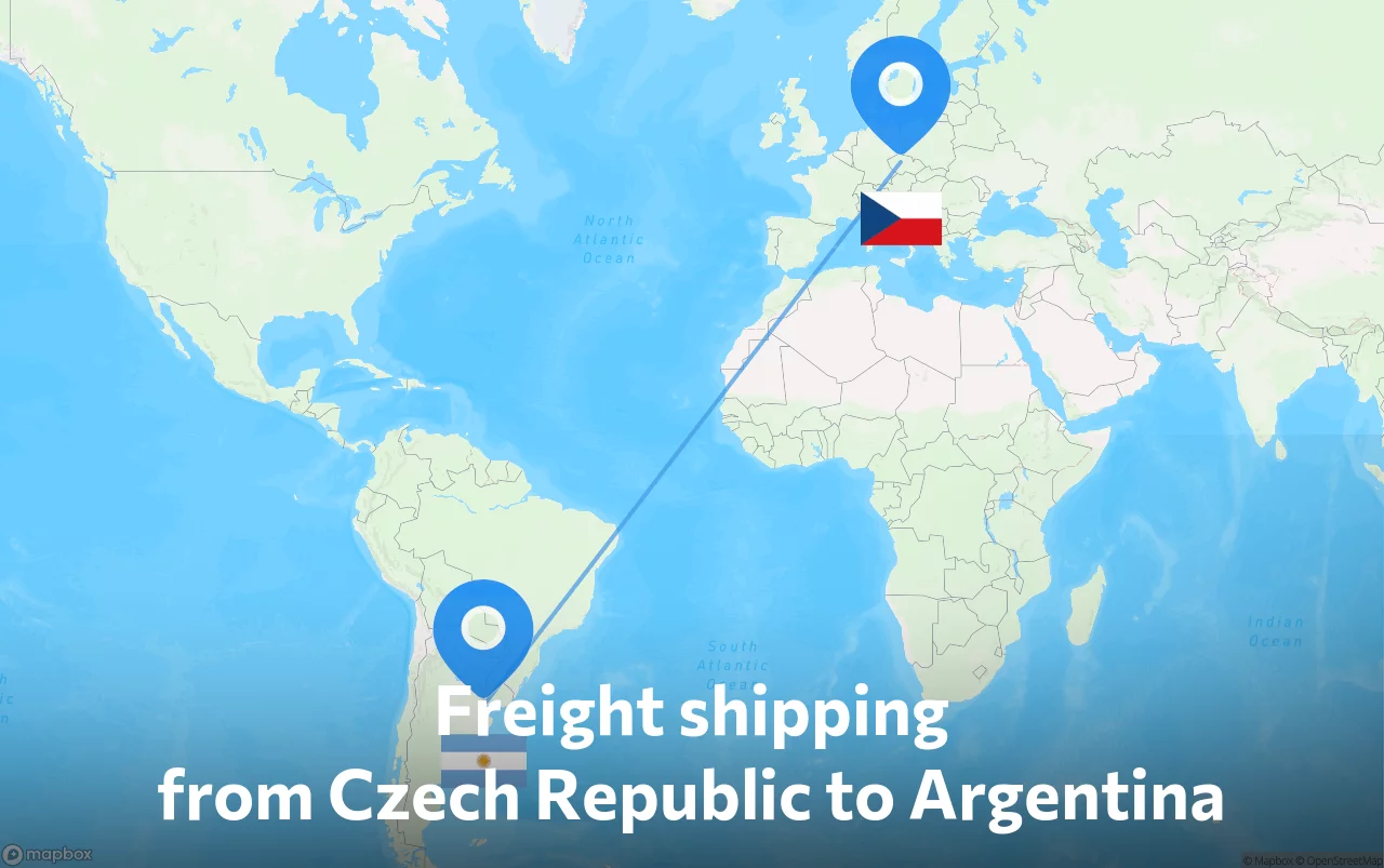 Shipping route from Czech Republic to Argentina