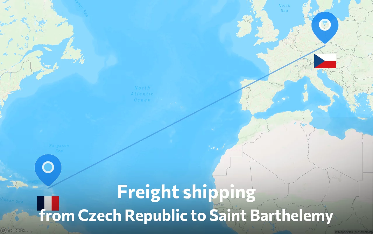 Shipping route from Czech Republic to Saint Barthelemy