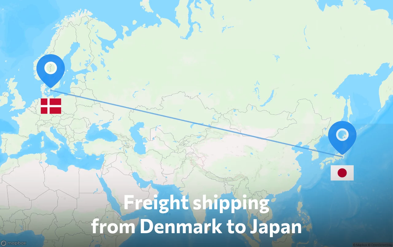 Shipping route from Denmark to Japan