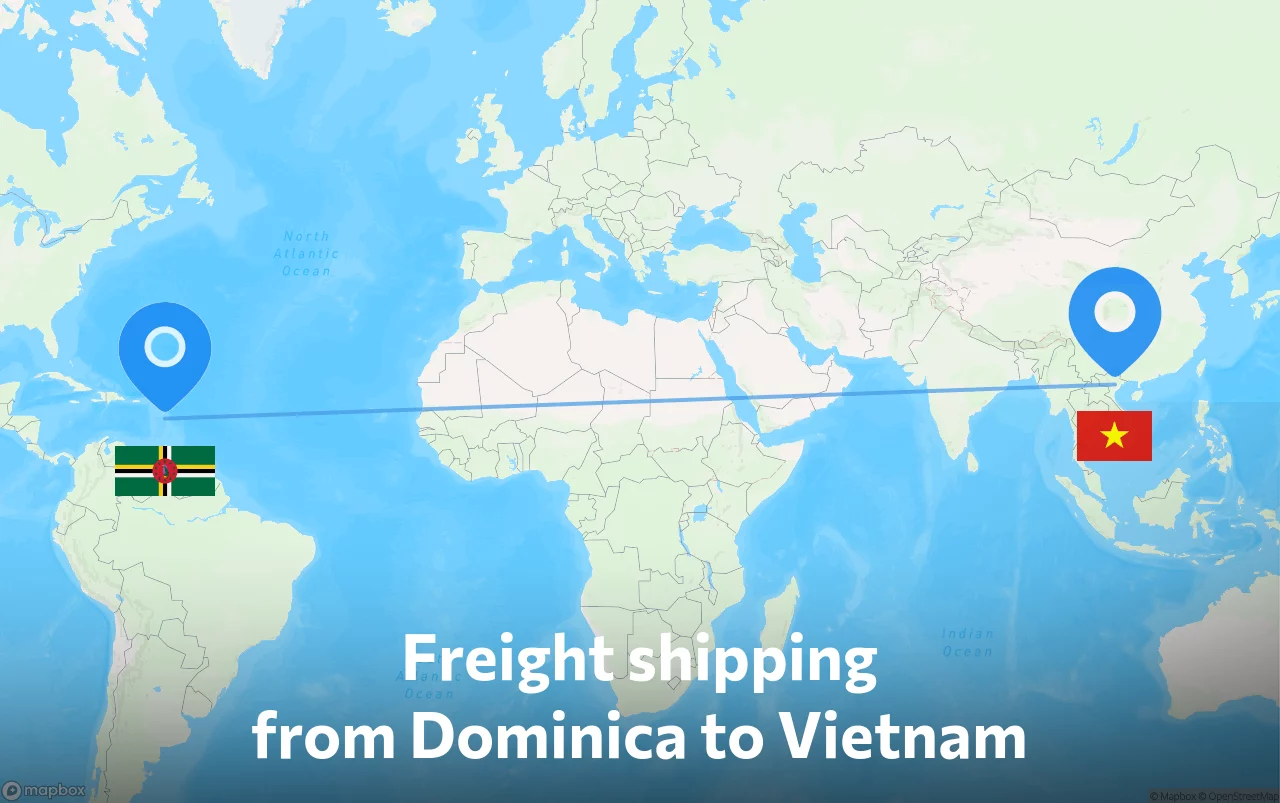 Shipping route from Dominica to Vietnam