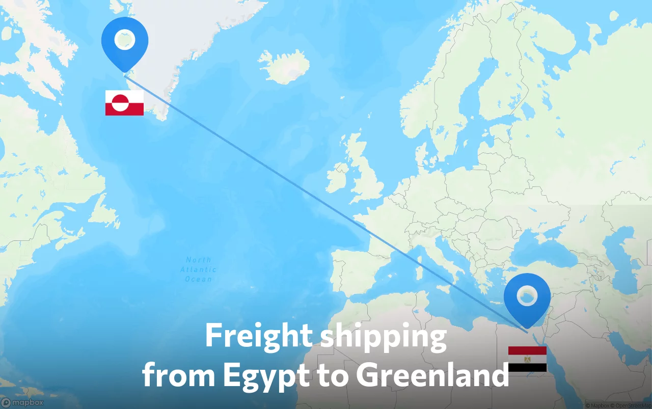 Shipping route from Egypt to Greenland