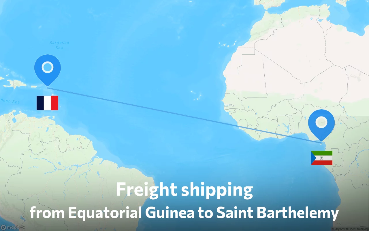 Shipping route from Equatorial Guinea to Saint Barthelemy