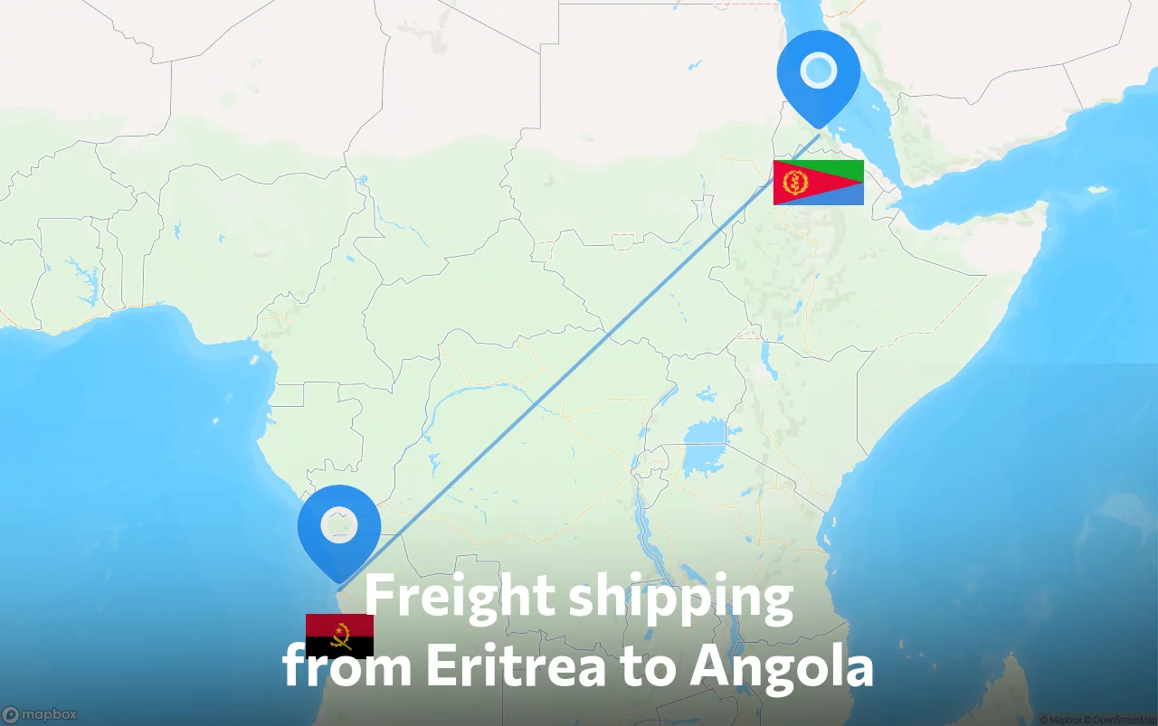 Shipping route from Eritrea to Angola