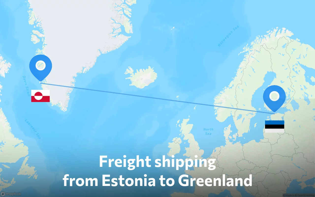 Shipping route from Estonia to Greenland