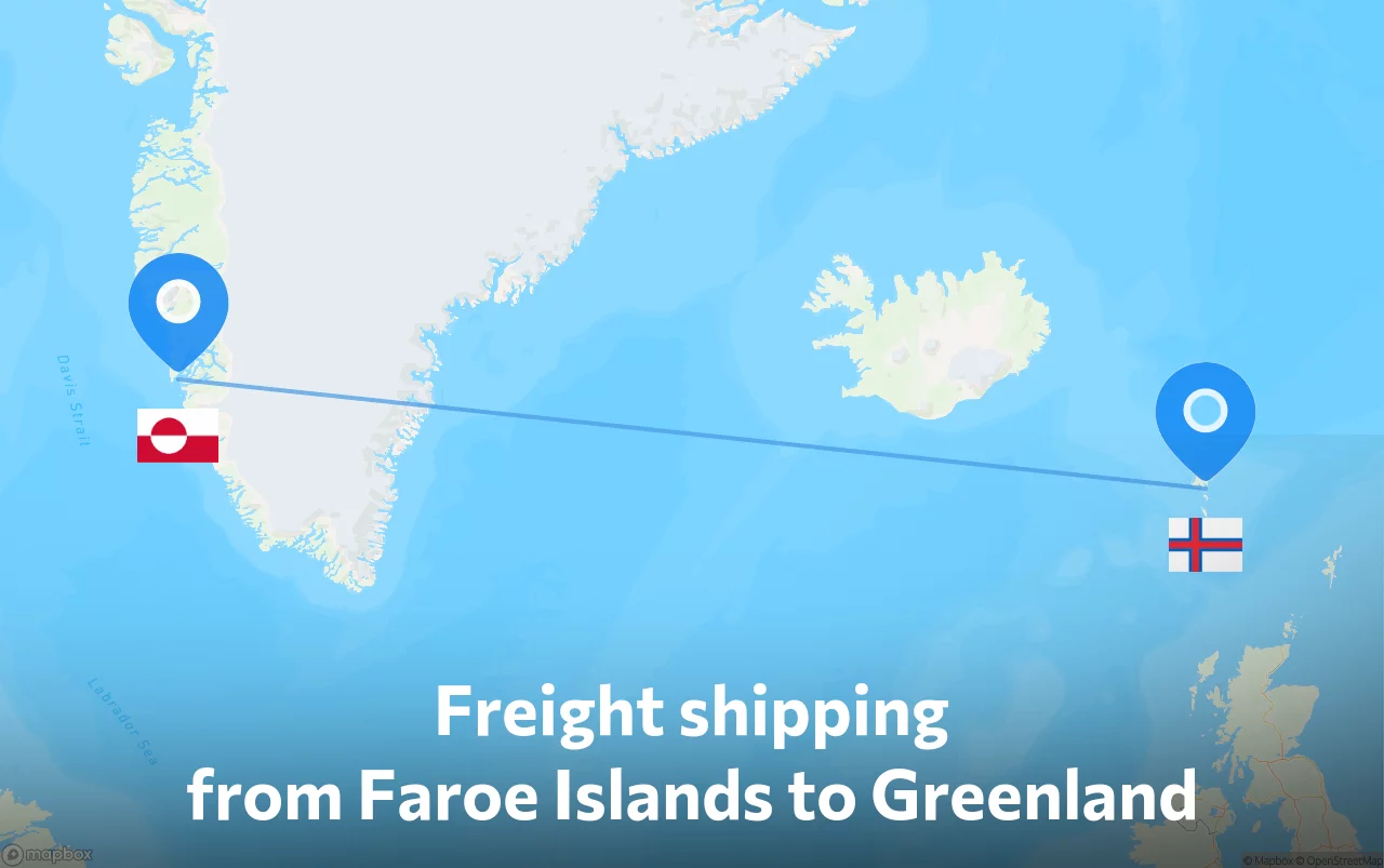 Shipping route from Faroe Islands to Greenland