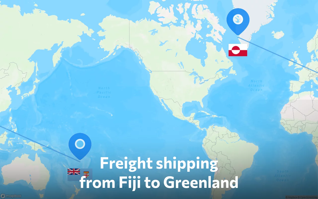 Shipping route from Fiji to Greenland