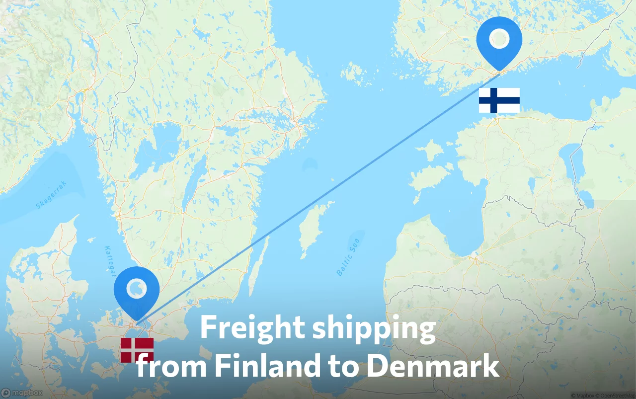 Shipping route from Finland to Denmark