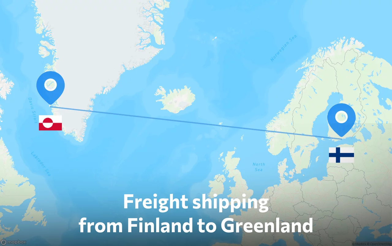 Shipping route from Finland to Greenland