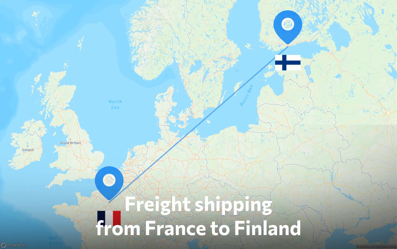 Shipping route from France to Finland