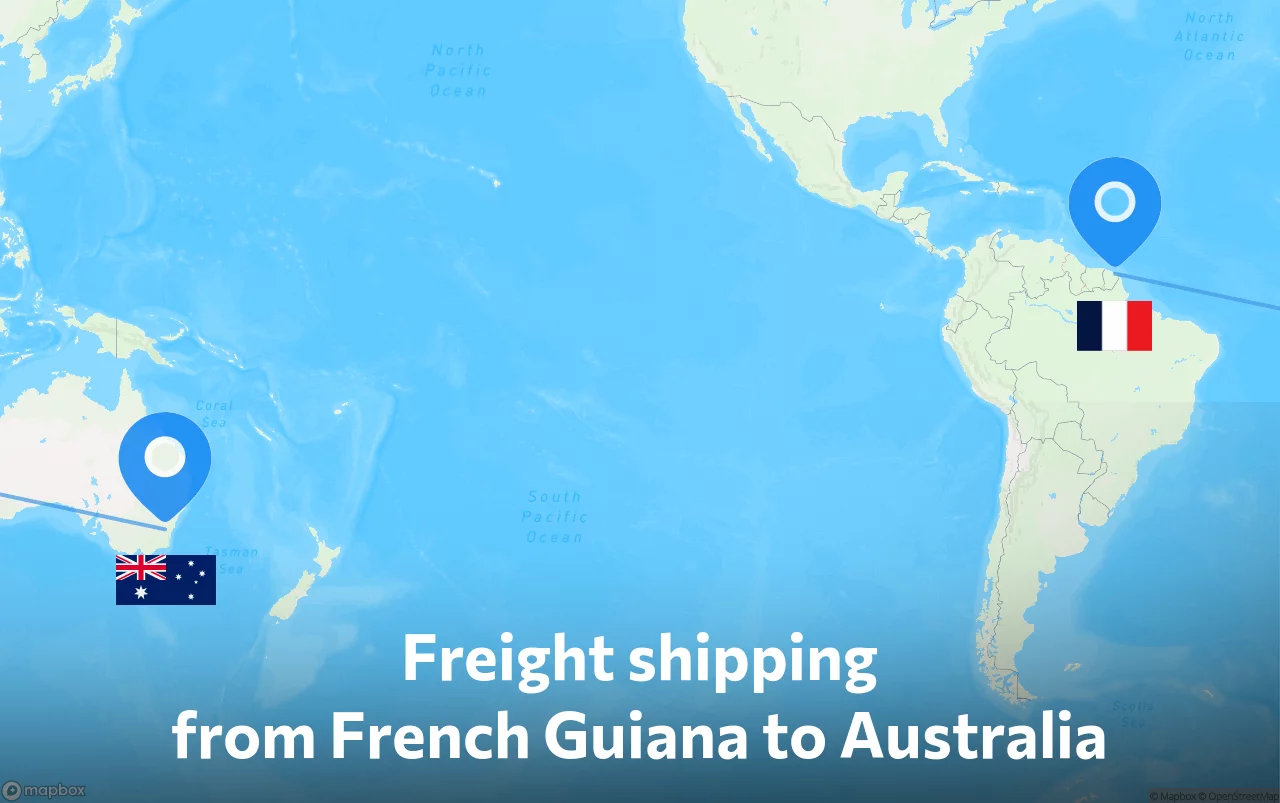 Shipping route from French Guiana to Australia