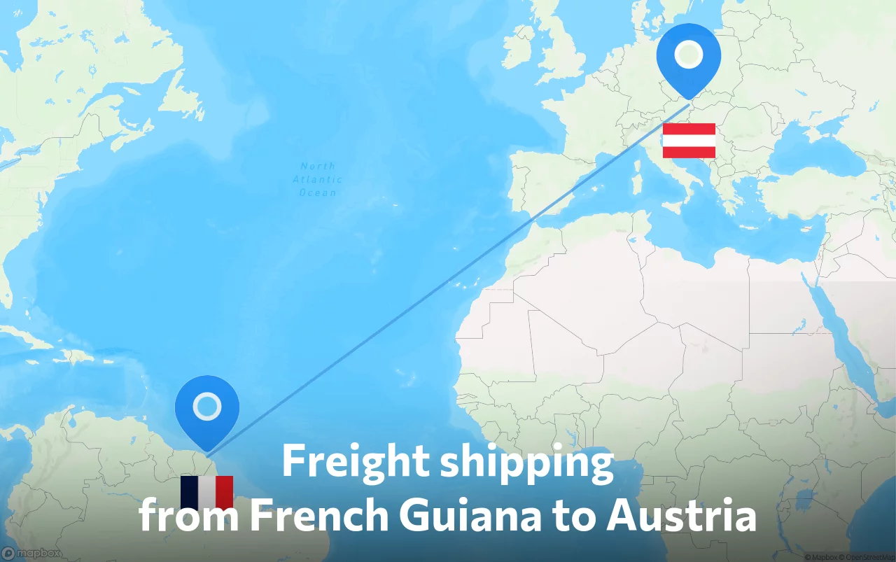 Shipping route from French Guiana to Austria